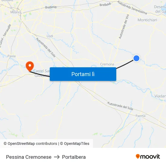 Pessina Cremonese to Portalbera map