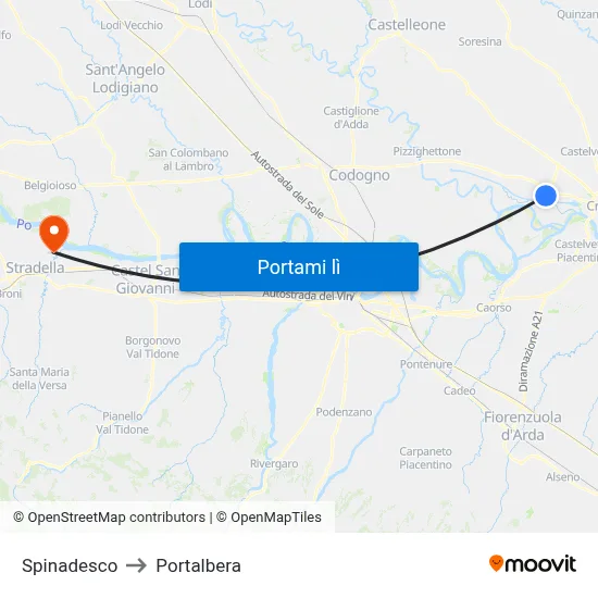 Spinadesco to Portalbera map