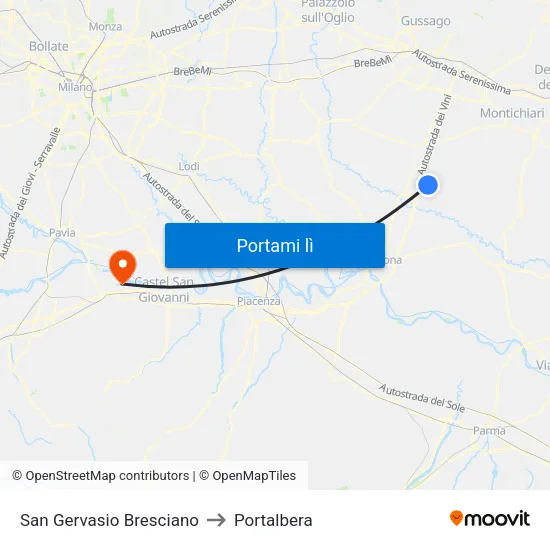 San Gervasio Bresciano to Portalbera map