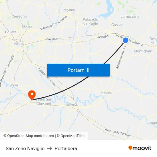 San Zeno Naviglio to Portalbera map