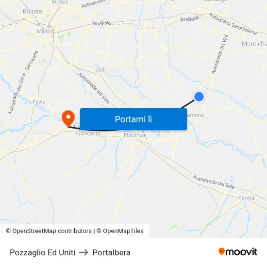 Pozzaglio Ed Uniti to Portalbera map