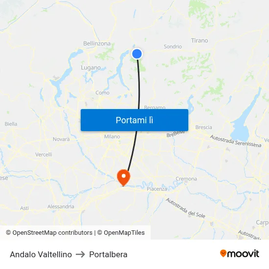 Andalo Valtellino to Portalbera map
