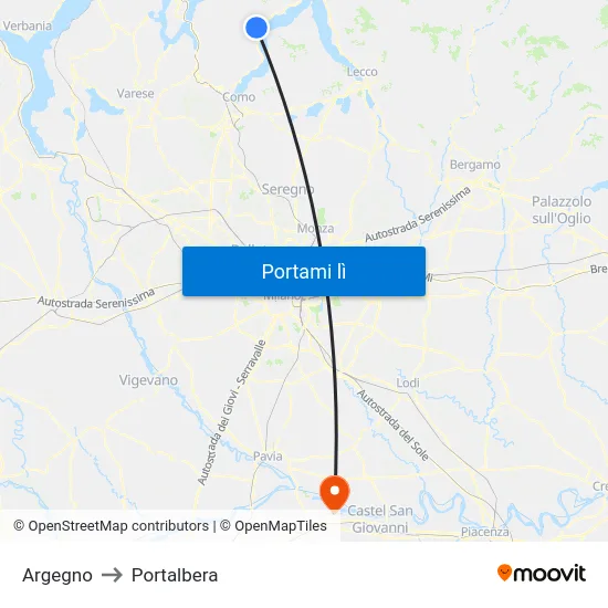 Argegno to Portalbera map