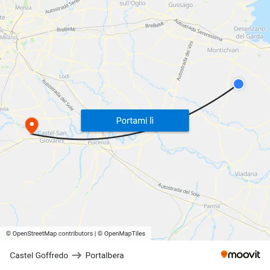 Castel Goffredo to Portalbera map