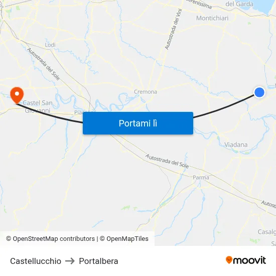 Castellucchio to Portalbera map