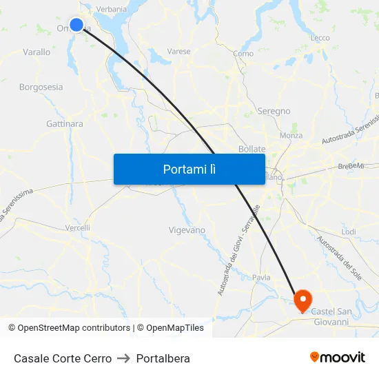 Casale Corte Cerro to Portalbera map