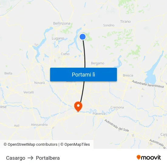 Casargo to Portalbera map