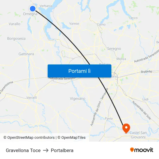 Gravellona Toce to Portalbera map