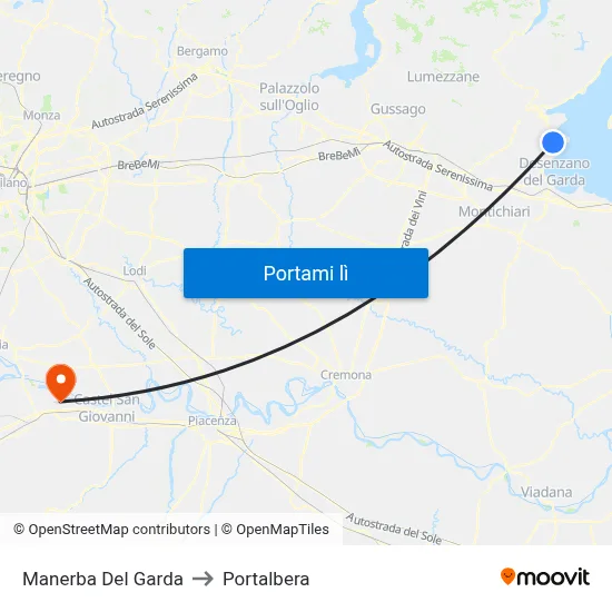 Manerba Del Garda to Portalbera map