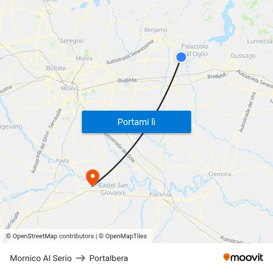 Mornico Al Serio to Portalbera map