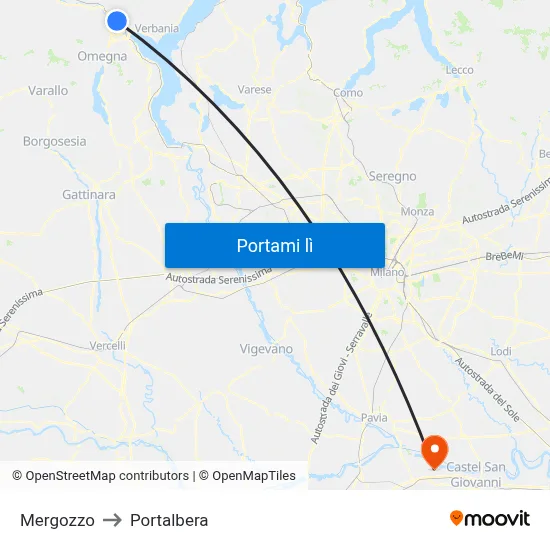 Mergozzo to Portalbera map