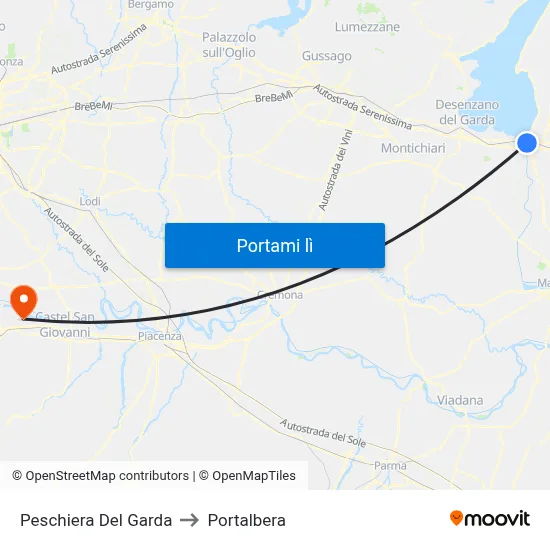 Peschiera Del Garda to Portalbera map