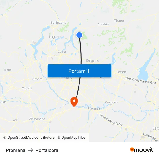 Premana to Portalbera map