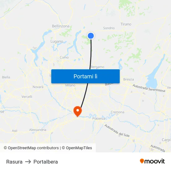 Rasura to Portalbera map