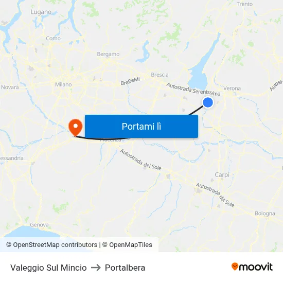 Valeggio Sul Mincio to Portalbera map