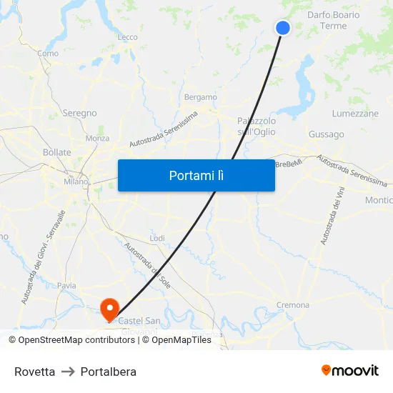 Rovetta to Portalbera map