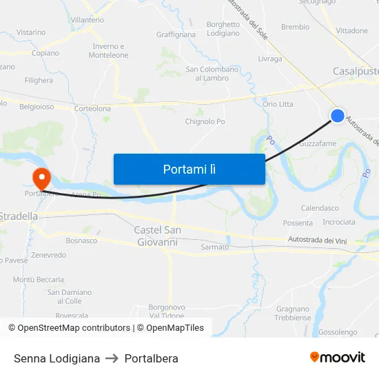 Senna Lodigiana to Portalbera map