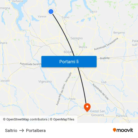 Saltrio to Portalbera map
