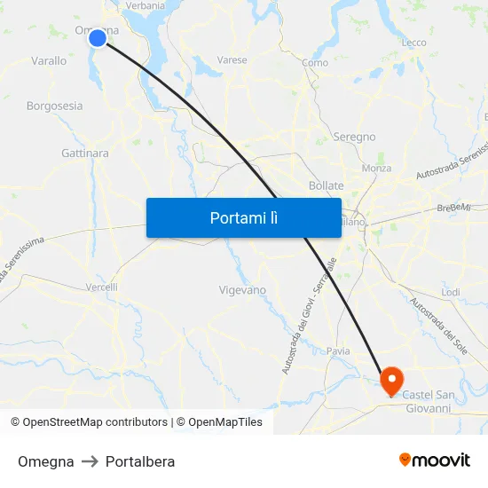 Omegna to Portalbera map