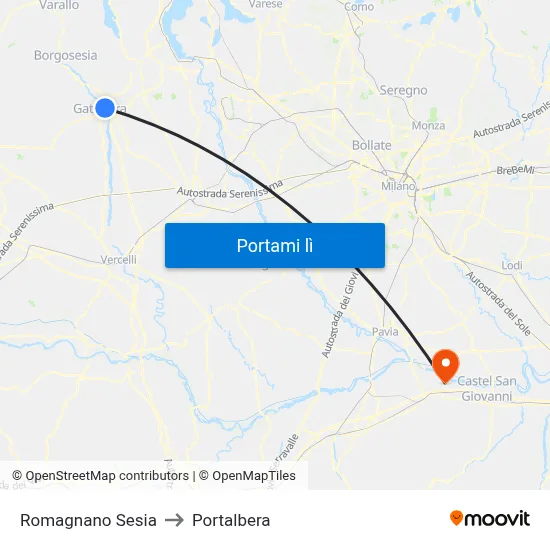 Romagnano Sesia to Portalbera map