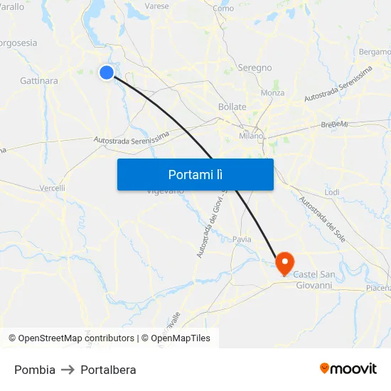 Pombia to Portalbera map