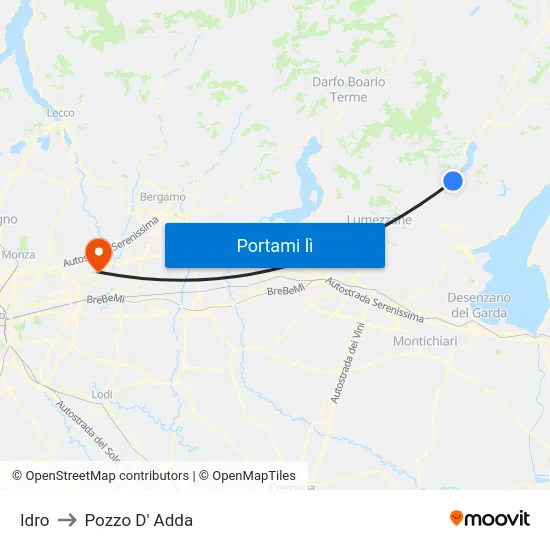 Idro to Pozzo D' Adda map