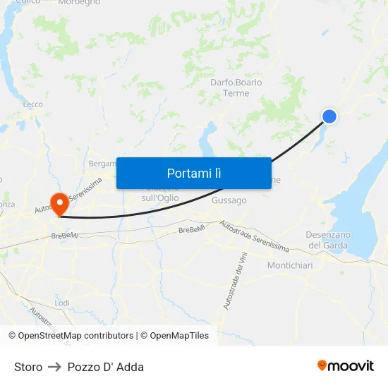 Storo to Pozzo D' Adda map