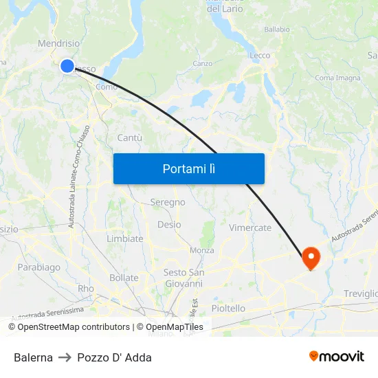 Balerna to Pozzo D' Adda map