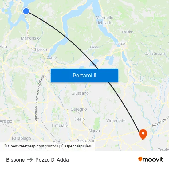 Bissone to Pozzo D' Adda map
