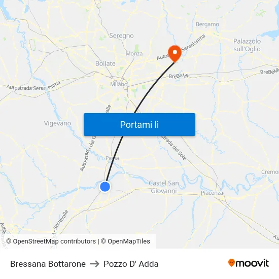 Bressana Bottarone to Pozzo D' Adda map