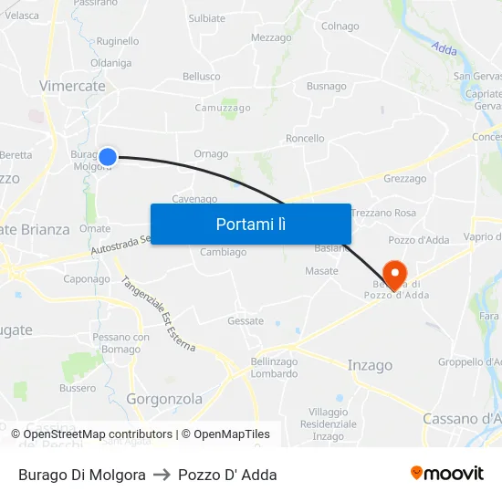 Burago Di Molgora to Pozzo D' Adda map