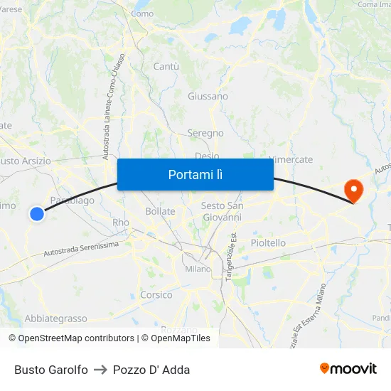 Busto Garolfo to Pozzo D' Adda map