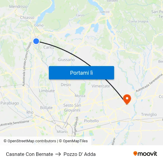 Casnate Con Bernate to Pozzo D' Adda map