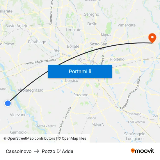 Cassolnovo to Pozzo D' Adda map