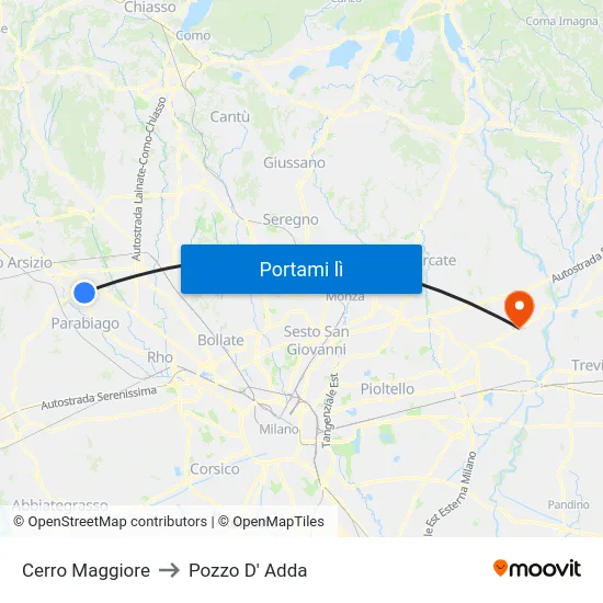 Cerro Maggiore to Pozzo D' Adda map