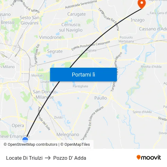 Locate Di Triulzi to Pozzo D' Adda map