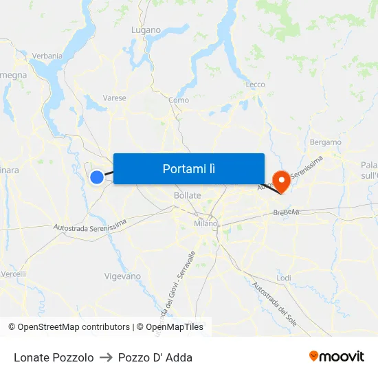 Lonate Pozzolo to Pozzo D' Adda map