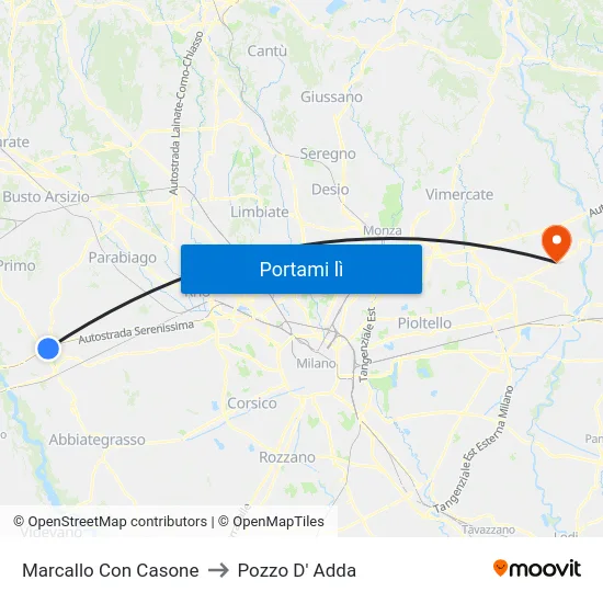 Marcallo Con Casone to Pozzo D' Adda map