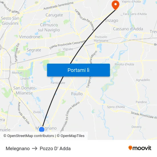 Melegnano to Pozzo D' Adda map