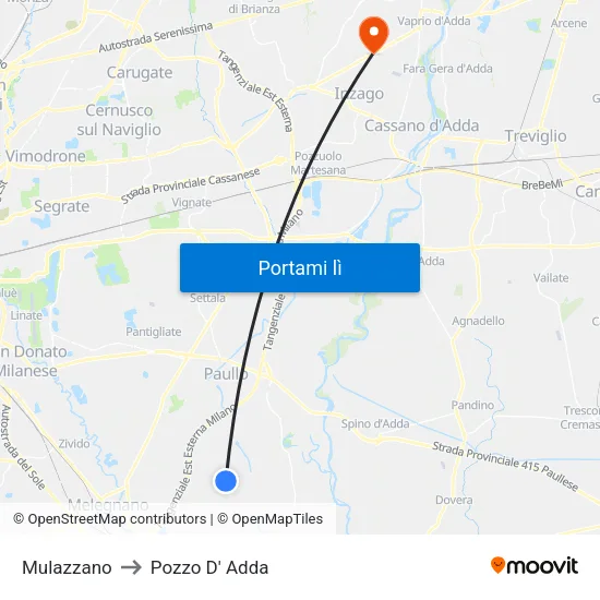 Mulazzano to Pozzo D' Adda map
