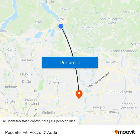 Pescate to Pozzo D' Adda map