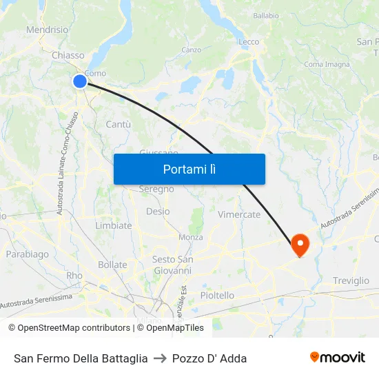 San Fermo Della Battaglia to Pozzo D' Adda map