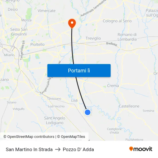 San Martino In Strada to Pozzo D' Adda map