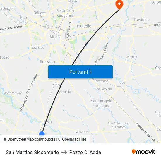 San Martino Siccomario to Pozzo D' Adda map