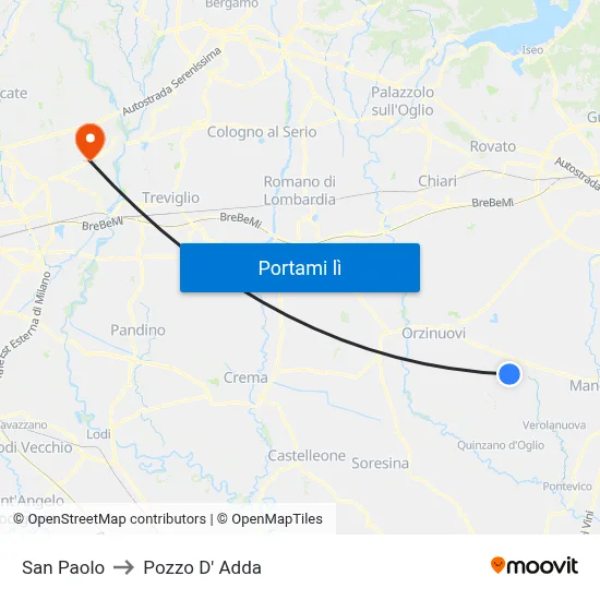 San Paolo to Pozzo D' Adda map