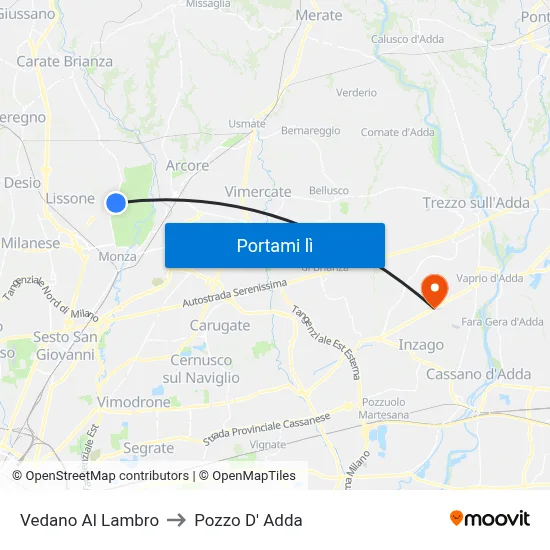Vedano Al Lambro to Pozzo D' Adda map