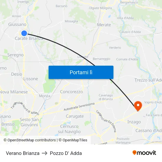 Verano Brianza to Pozzo D' Adda map