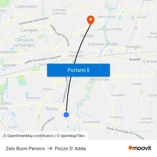 Zelo Buon Persico to Pozzo D' Adda map