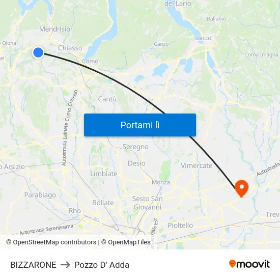 BIZZARONE to Pozzo D' Adda map