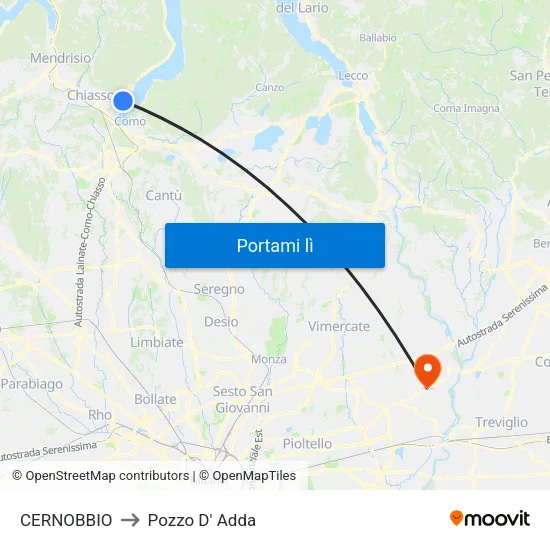 CERNOBBIO to Pozzo D' Adda map